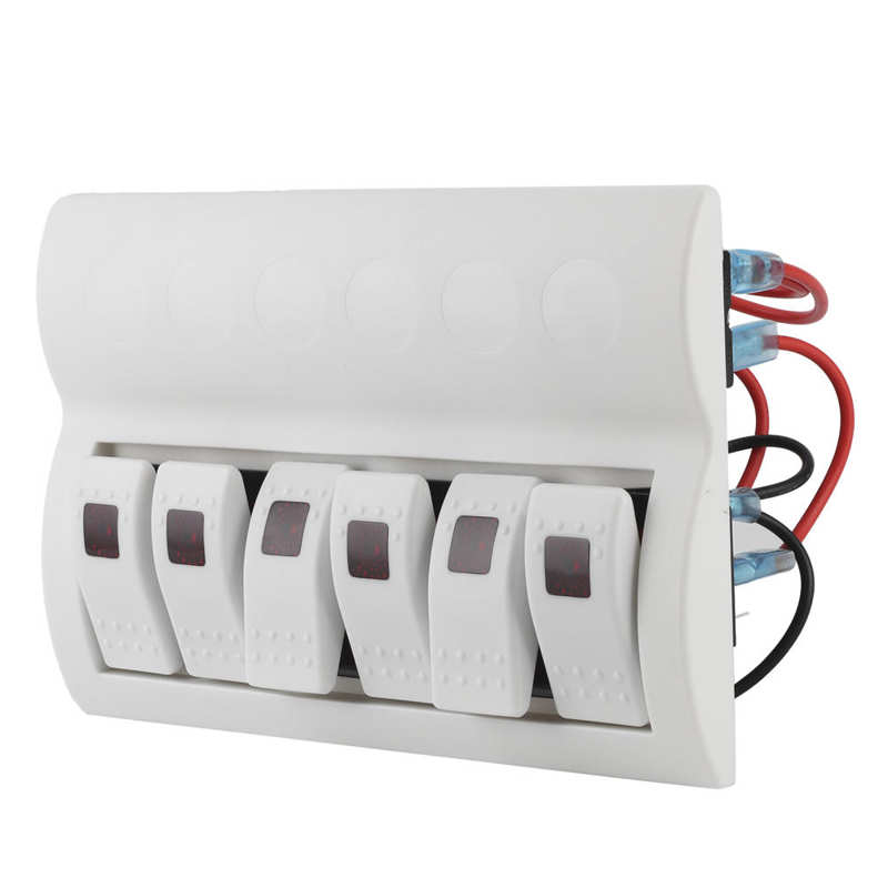 auto accessories car gauge protector 6 Gang Rocker Switch Panel Circuit Breaker with LED Indicator for Marine Boat Yacht Car