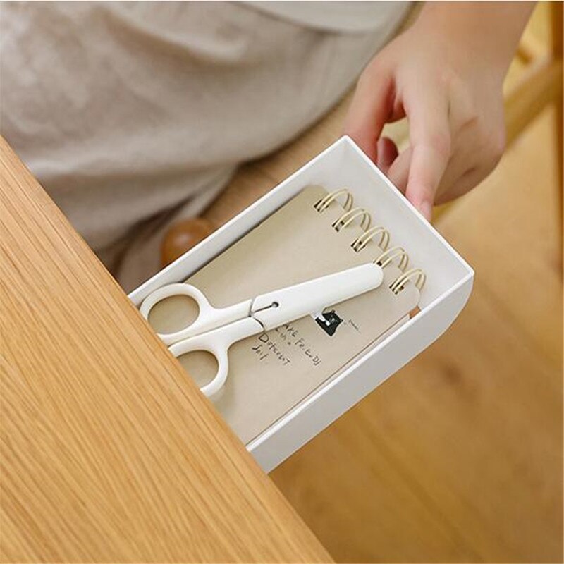Zelfklevende Onder Bureau Drawer Make Organizer Potlood Lade Penhouder Desktop Diversen Opbergdoos School Briefpapier Leveringen