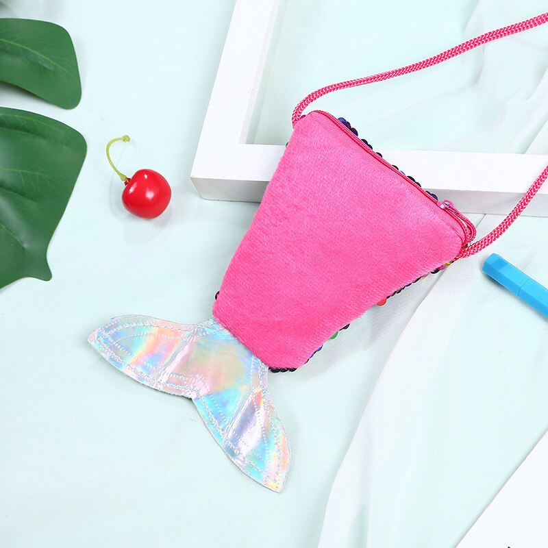 cute girl waist bag mermaid fishtail sequins fanny pack chest bag mini purse Long Rope Coin Purse Girls Crossbody Bags