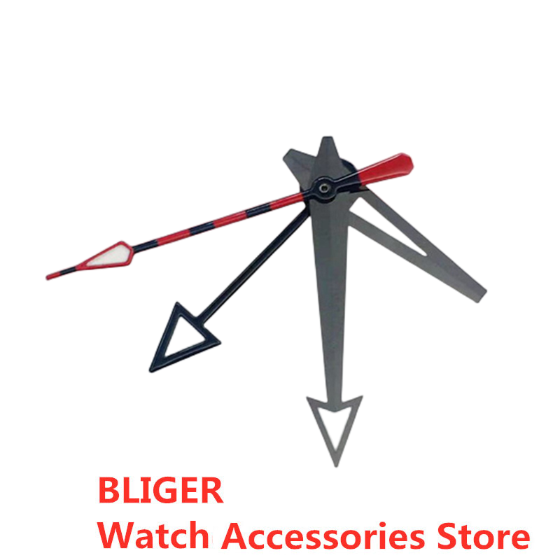 BLIGER Silver Watch Hands Red Blue Green GMT Pointers Fit NH34 Movement Green Luminous 4 PCS: Navajo white