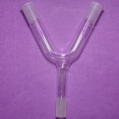 Y-shape Glass Connecting Adapter, Distillation Adapter,24/40 Joint, Lab Glass