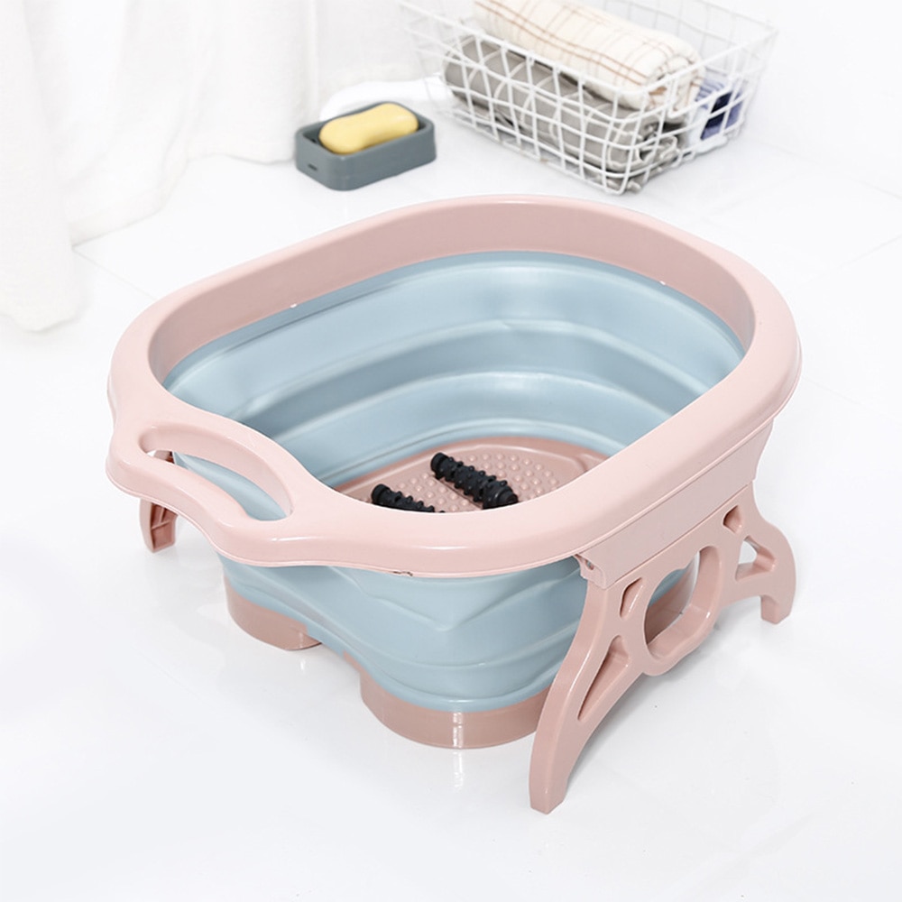 Portable Foot Basin Collapsible Foot Washing Basin Foot Spa Bucket Pedicure Bath Soaking Tub Travel Foldable Wash Basin D