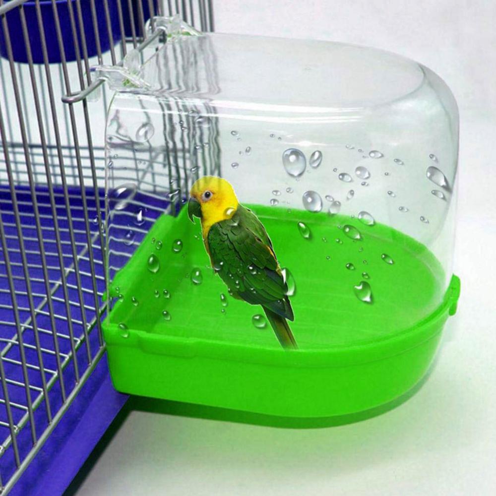50%HOTPet Bird Parrot Transparent Bathing Tub Bathtub Shower Box Hanging Cage Decor