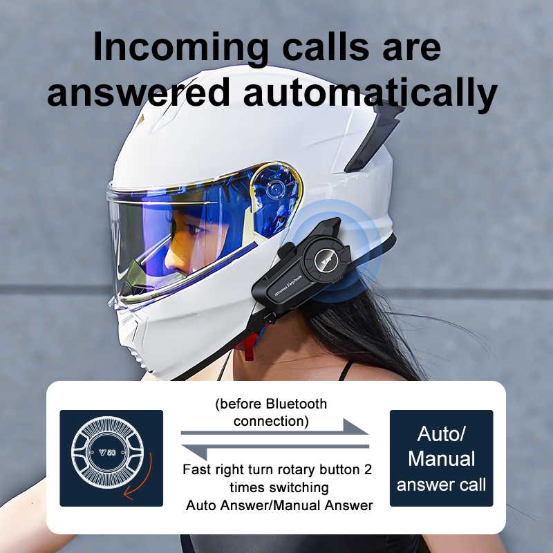 Auricolare Bluetooth Per Casco Moto Y50 - Wireless 5.3, IPX6, 35h Autonomia, Singolo