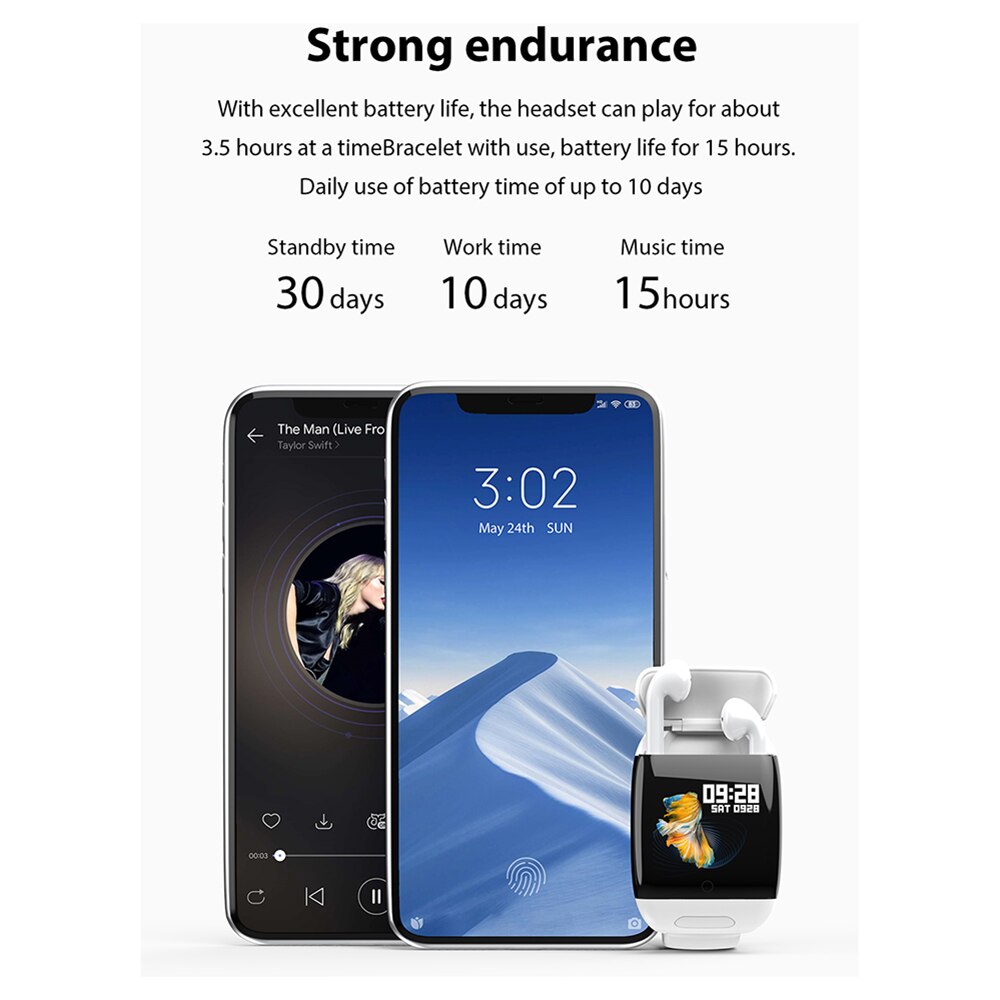 Bluetooth färg headset talk smart band armband pulsmätare sport smart klocka passometer fitness tracker armband