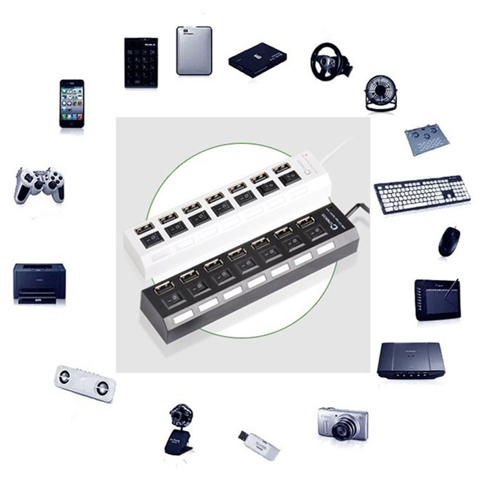 USB HUB 2.0 HUB USB Splitter Multi USB 2.0 HUB USB3 7 Port Expander Independent Switch Multiple Hub Computer PC Accessories