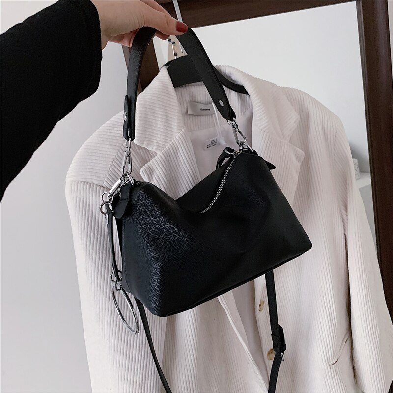 Top Handle Bags Ladies Shoulder Bag Wild Messenger Bag Female Trend Simple Style Bolsos De Mujer: Black