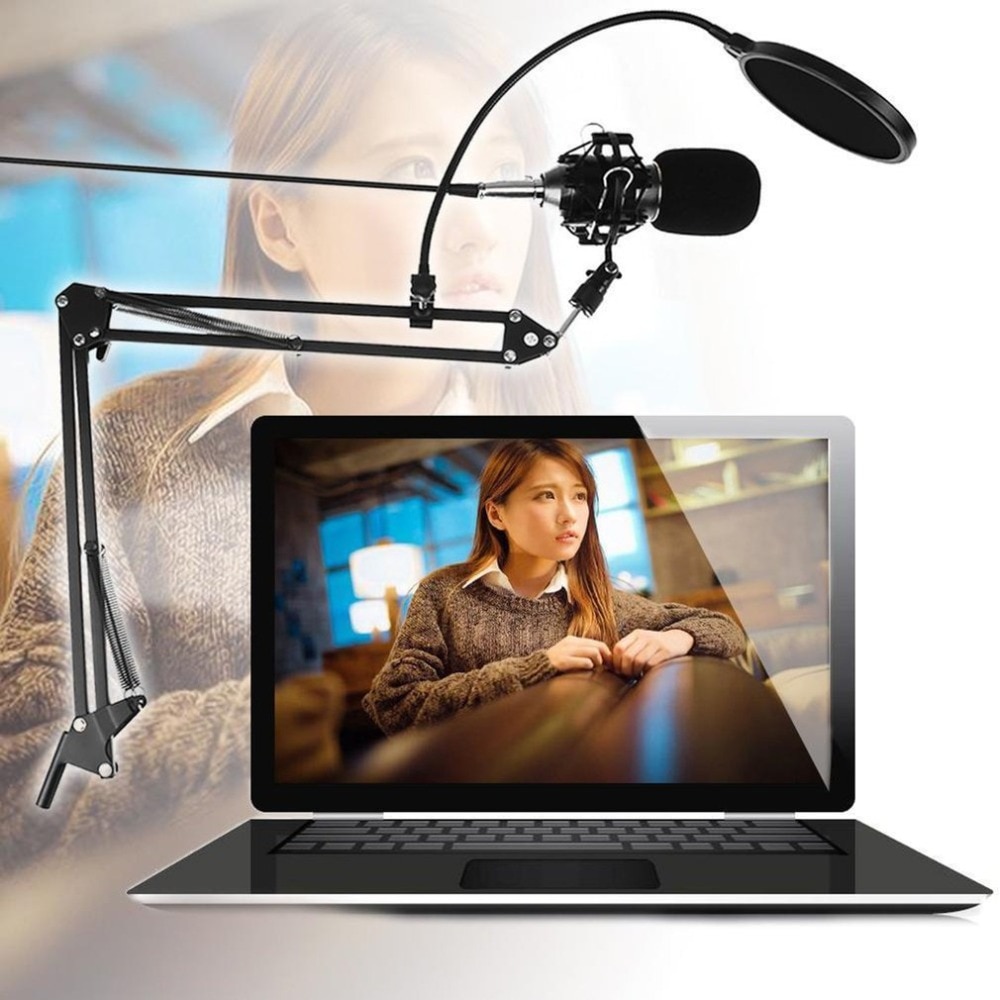 Dynamic Condenser Microphone Sound Studio Audio Recording Mic with Shock Mount for Broadcasting KTV Singing BM800