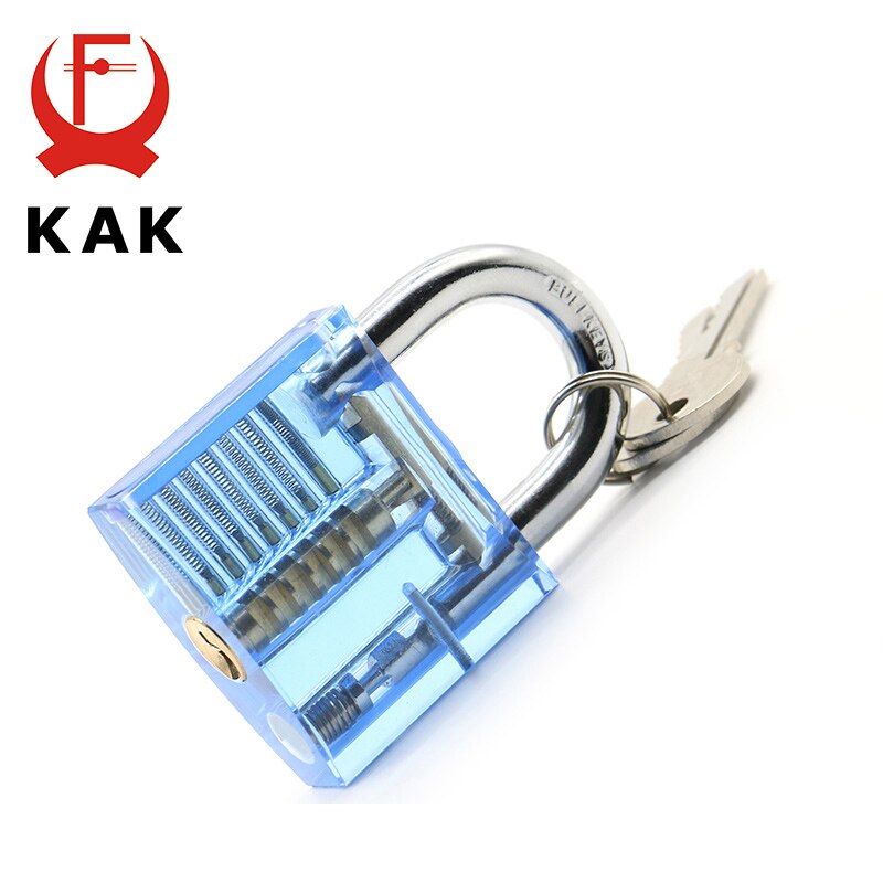 KAK-candado transparente para práctica de corte, candado con llave rota, ganchos de extracción, Juego de Extractor, herramienta de cerrajero, color azul: Just padlock