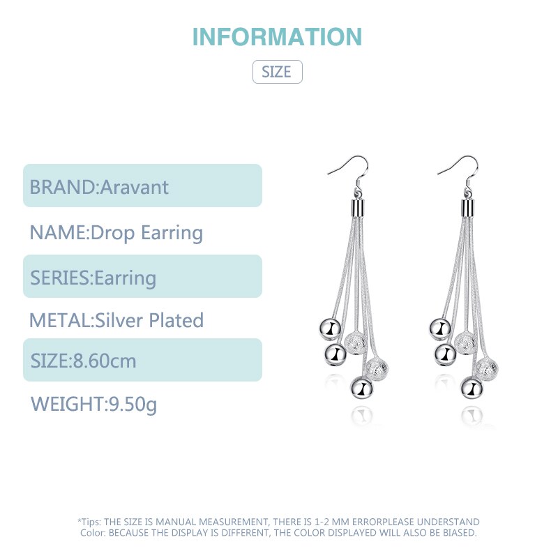 De lujo de plata 925 exfoliante de borla larga, Pendientes para las mujeres declaración joyas de Pendientes de boda Pendientes de botón Pendientes