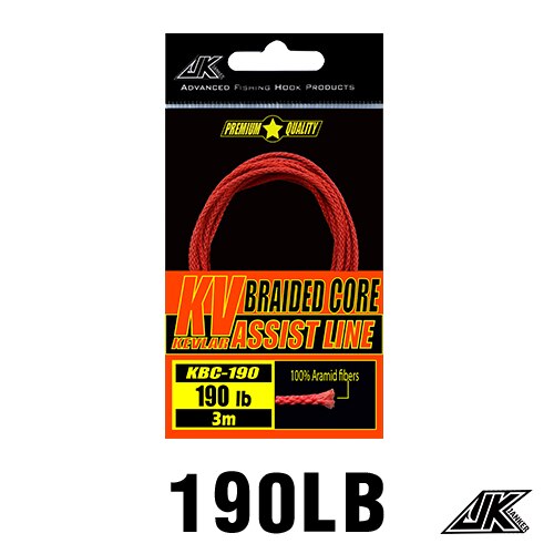 JK KBC 100/150/190/230/310LB Assist Line Kevlar Strong Braided 8 Strand Weaves Red Fishing Line Binding Jigging Hook Assist Lure: KBC-190LB -3M