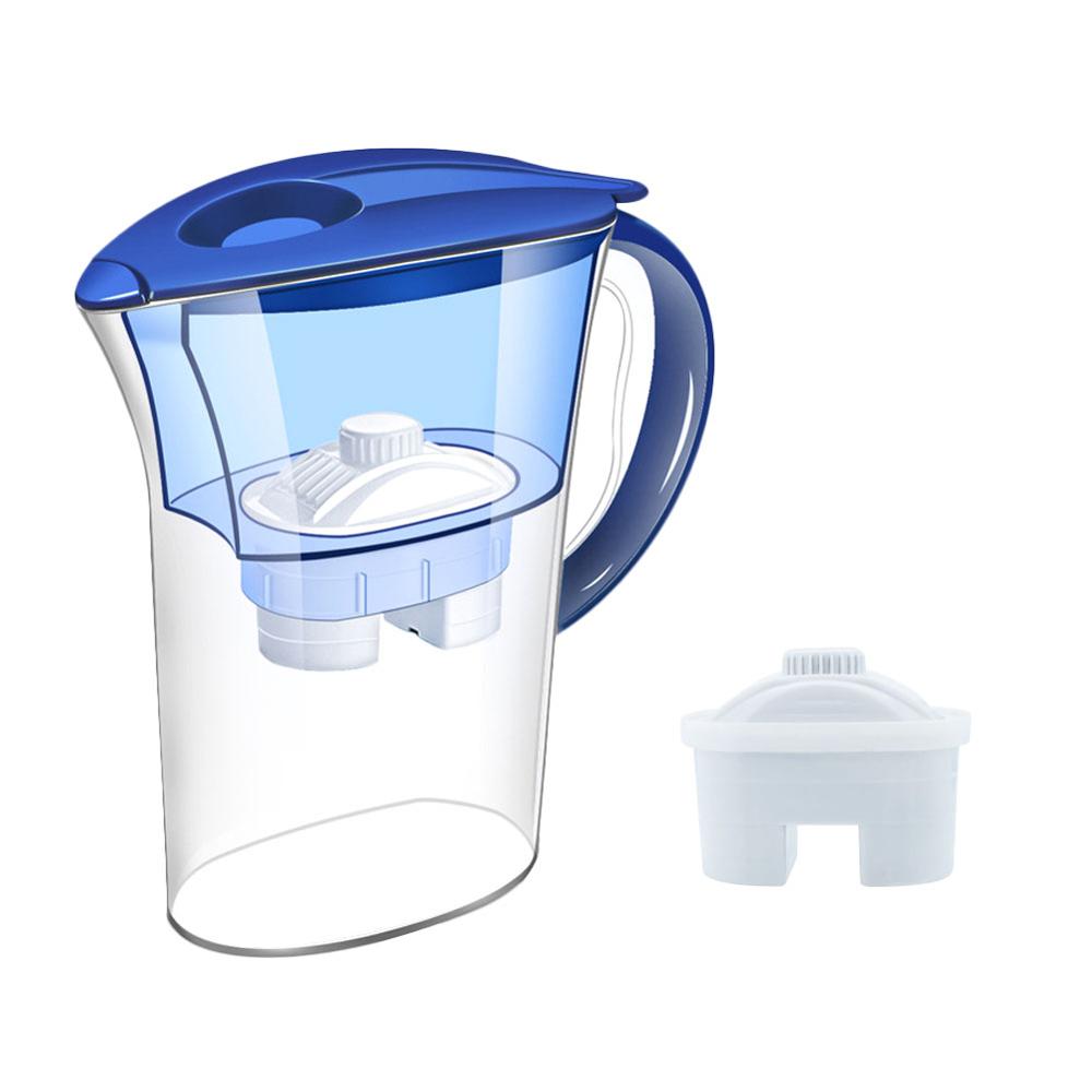 Vattenfilter kanna vattenkokare med påfyllning filterpatron aktivt kol vattenkokare hemmakontor drinkware purifier: Blå vattenkokare