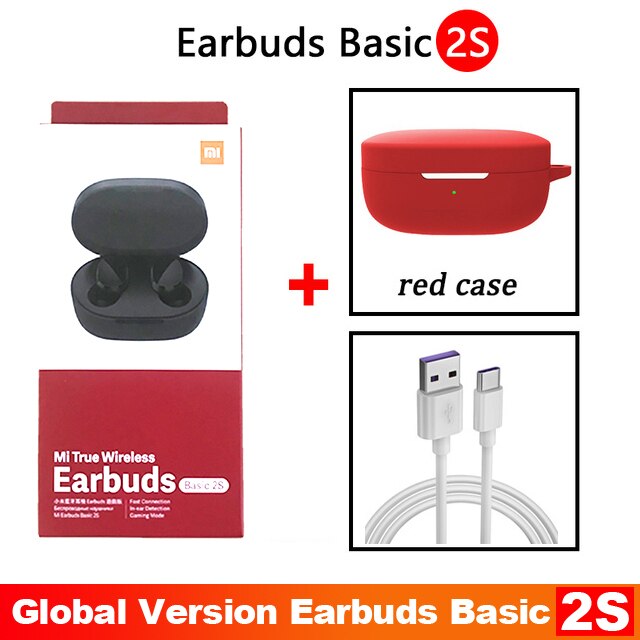 Original Xiaomi Redmi Airdots 2s Earphone Mi True Wireless Earbuds Basic 2s Bluetooth 5.0 Air2 SE TWS Mic Gaming Mode In Stock: 2S Red Cable