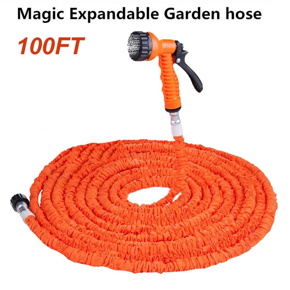 Expandable Flexible Garden Hose Car Washing Gardening Hose with 7 Function Nozzle: 100ft