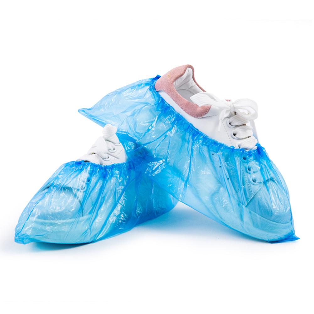 1000Pcs Disposable Shoe Covers Plastic Protection Thick Outdoor Rainy Day Carpet Cleaning Shoe Cover Waterproof Shoe Covers Blue