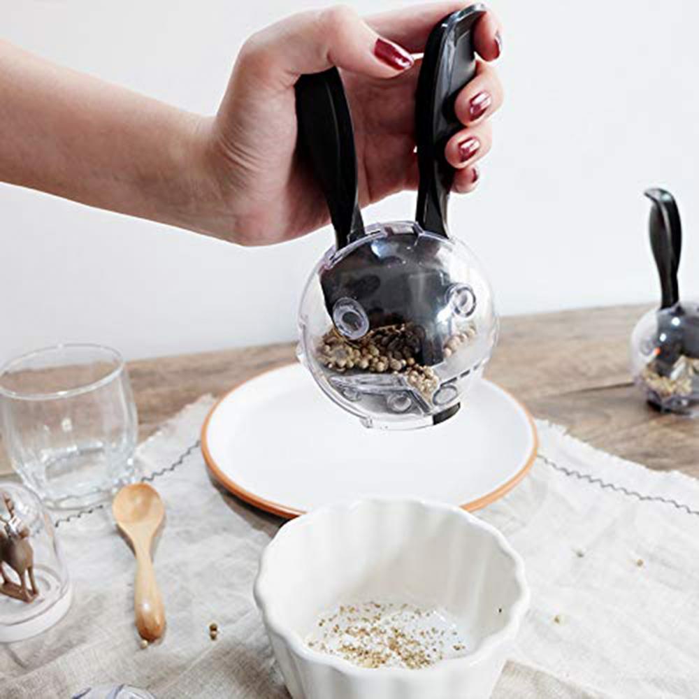 Manual Mini Salt Pepper Mill Portable Rabbit Ears Ceramic Core Ball Grinder Storage seasoning jar Mills Gadgets transparent