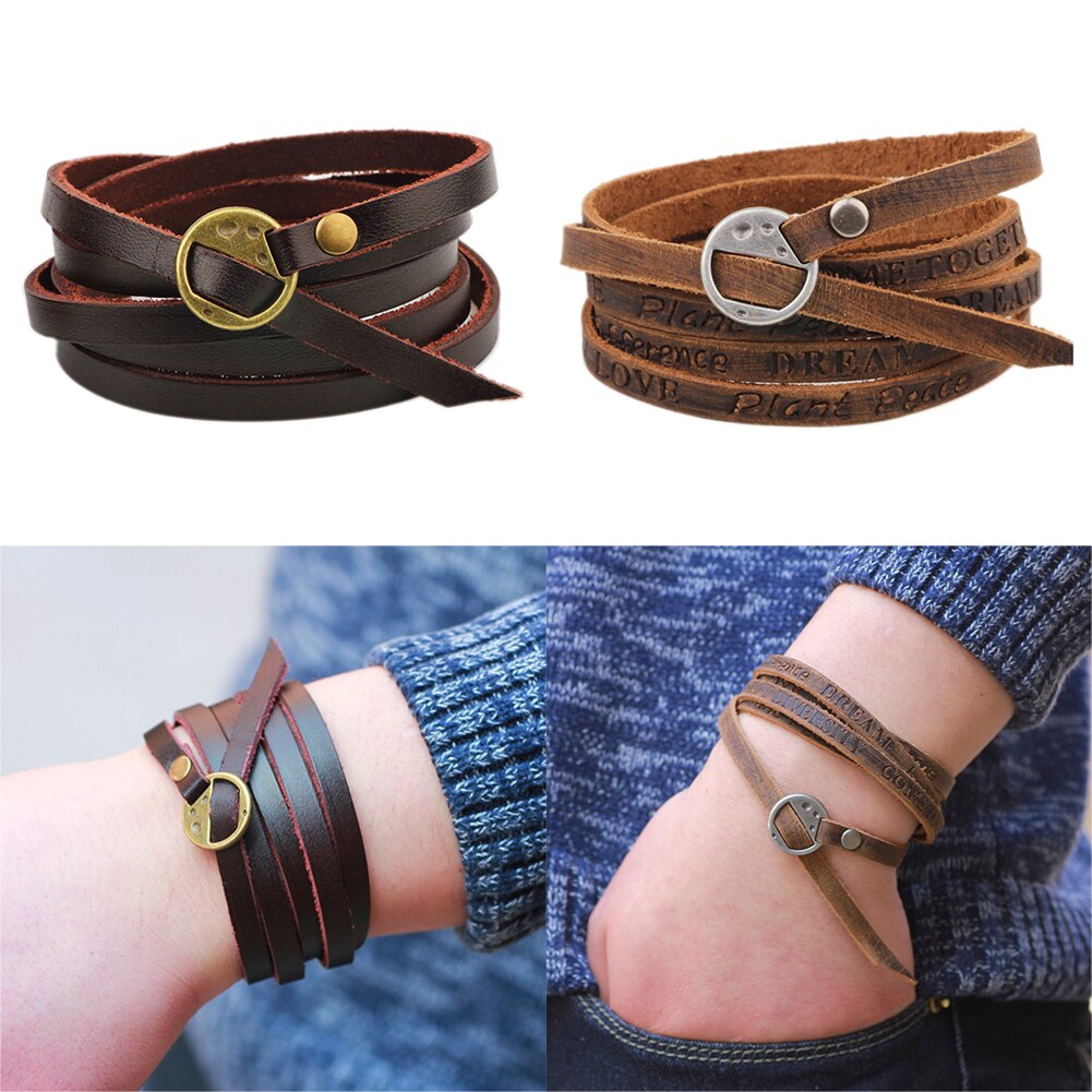 Männer Leder Armband Armreif Modeschmuck Minimalistischen Multi-schicht Armband Armband Männer Charme Stil Armband Pulseiras