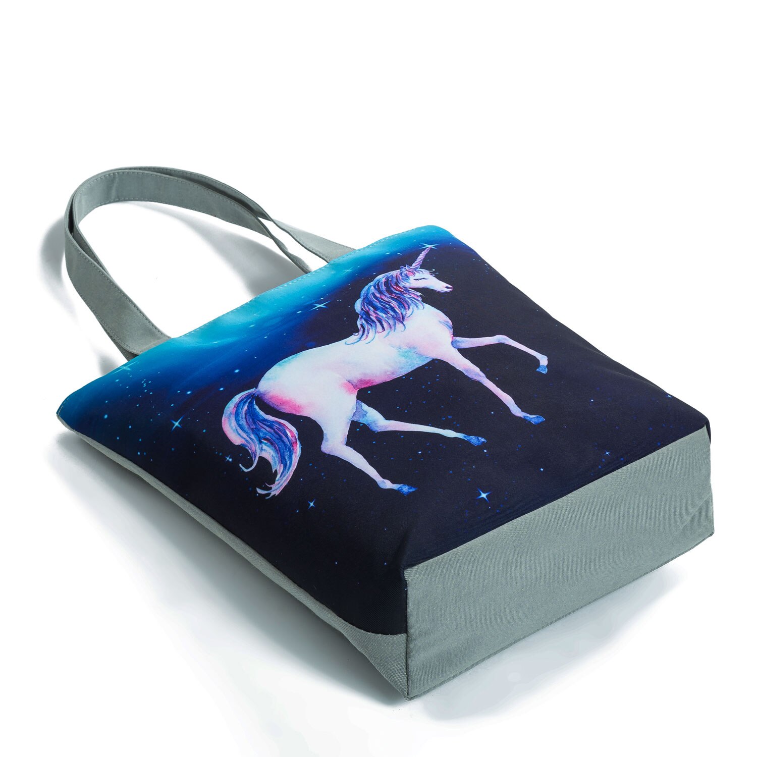 Miyahouse-Bolso de mano de lona con estampado de unicornio para mujer, bolsa de hombro para la playa,