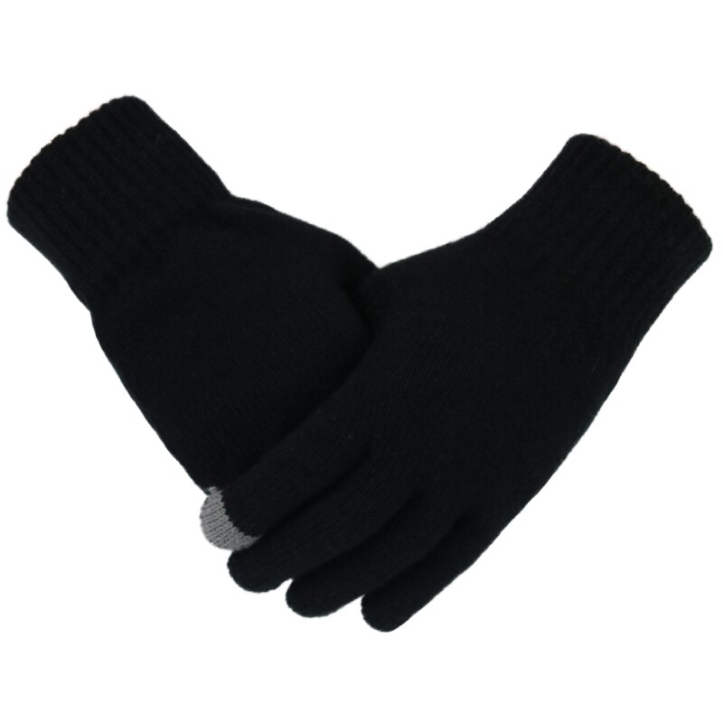 #39 handsker til mænd vinter efterår mænd berøringsskærm handsker plus tynde fløjl solide varme vanter business: Sort