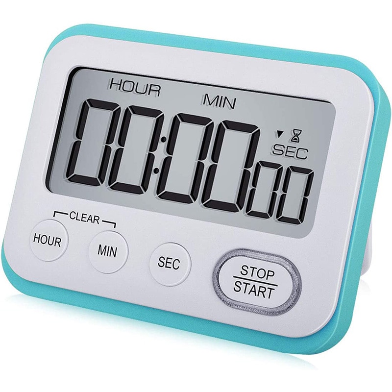 Digital Kitchen Timer Loud Alarm Clock, LCD Sn Silent/Beeping Multi-Function for Teachers Kids, Sky Blue: Default Title