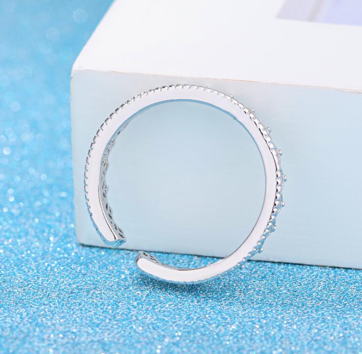 ANENJERY – bagues en cuivre de couleur argent, AAA Zircon, couronnes romaines, bagues d&#39;ouverture pour femmes, de saint-valentin, 20mm, S-R54