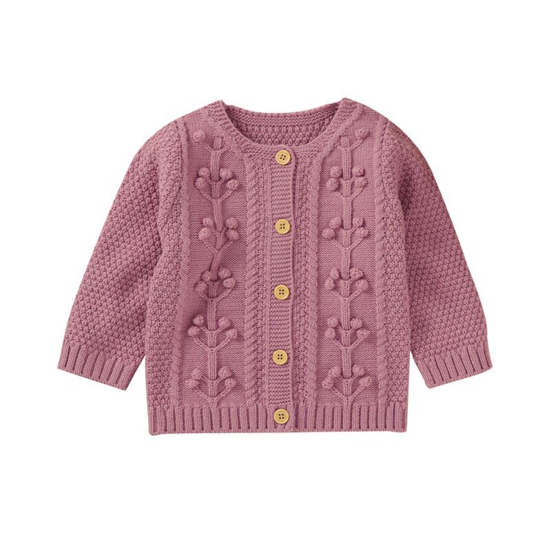 Nyfødt babyfrakke drenge piger cardigan efterår forårstrikket sweater børn lange ærmer sweater outwear: S / 18-24m