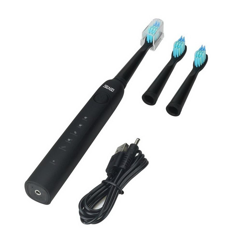 Seago sg  - 949 sonic elektrisk tandbørste genopladelig voksen sonic tandbørste 4 mode rejsetandbørste med 3 børstehoveder