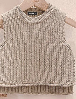 Spring Girls Knitted Vest Kids Korean Vests Children Vests: Khaki / 18M