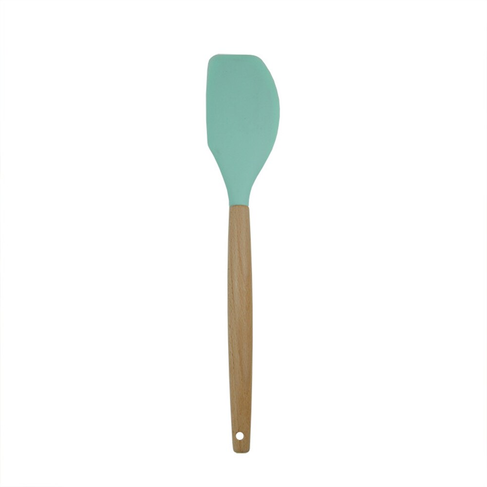 Wooden Handle Silicone Kitchenware Set for Non-stick Pan Kitchen Tool Accessories Spatula Spoon Clip Whisk Brush Ladle: Scraper