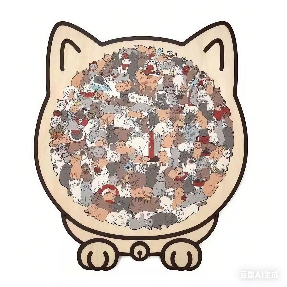 Colored Cat Shaped Wooden Jigsaw Puzzle, Cats Shaped Wooden Puzzle, Unique Animal Shape Wood Puzzle, for Cats Lov: black