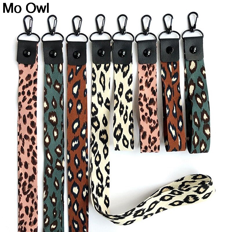 1 Pcs Leopard Print Phone Holder Key Lanyard Hanging Neck Rope ID Badge Holders Phone Neck Straps with Key Clip 2 Sizes