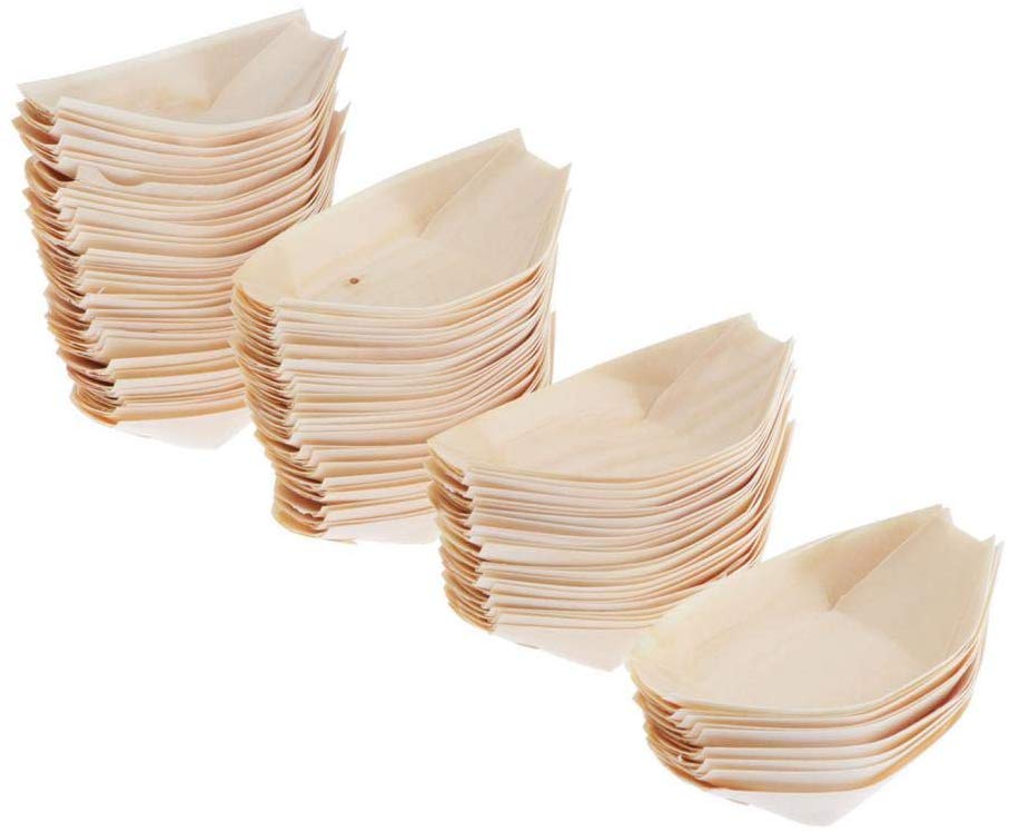 - fest bröllop leveranser , 80mm engångs mini sushi / sallad / dessert skål tall trä båt , 50/ pack