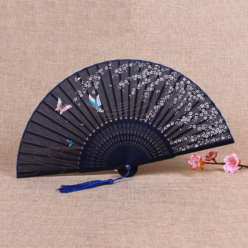 1pc håndholdte silke bambus udskrifter fan retro stil folde ventilator med kinesiske egenskaber japansk stil folde ventilator papir fans