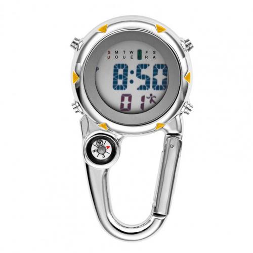 Digital mosquetón Clip de relojes luminosa Anti-arañazos precisa mochila cinturón al aire libre Brújula de deporte en el reloj para escalada al aire libre: YELLOW