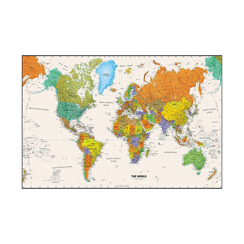 84*59cm The World Map Decorative Canvas Painting Wall Art Prints Unframed Pictures School Supplies Living Room Home Decoration
