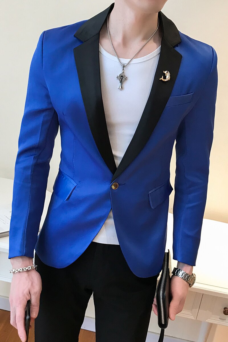 Blazer Herren Royal Blau Terno Slim Fit Masculino Club Leistung Kostüm Rosa Blazer Herren Americana Hombre Party