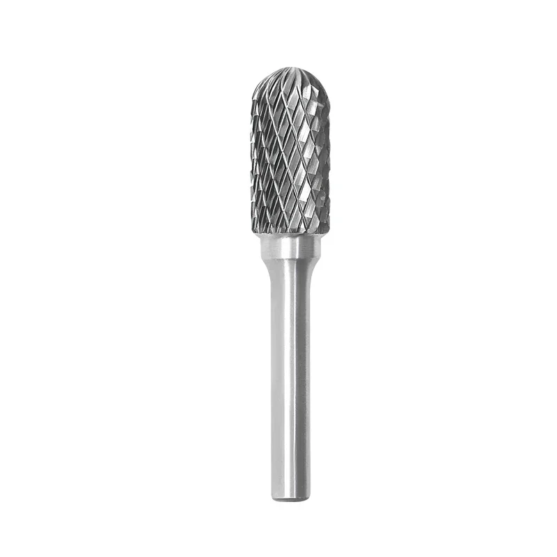 Zylindrischer Kugelkopffräser, Wolframstahlschleifer, Hartmetall-Rotationsfeile, Metallschleifen, Gravieren, Einzel- und Doppelnut: 3,175*2,5*12 / 33mm