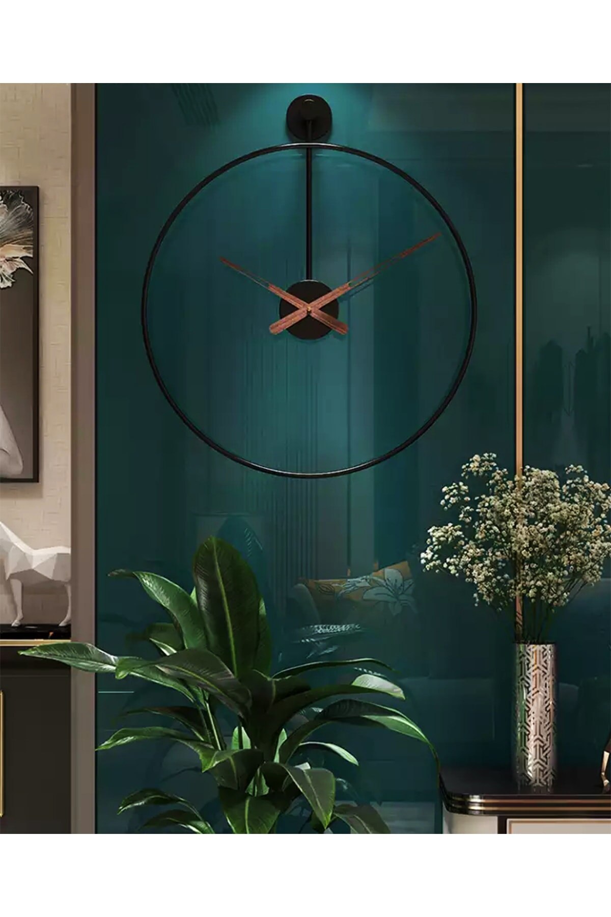 Black Special Pendulum Lux Wall Clock Metal For Home Office 60 Cm Diameter For Home Office Made In Turkey Fast