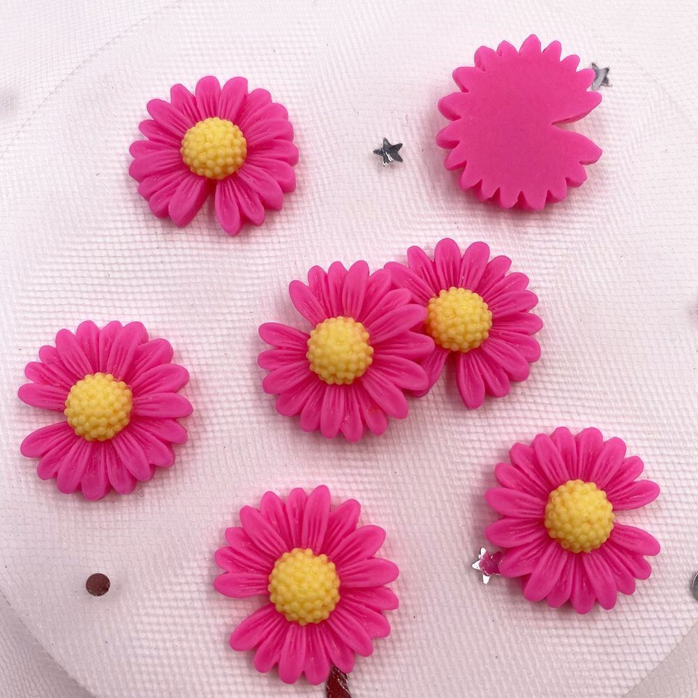 20 piezas de resina con huecos, margaritas y flores planas, cabujón de piedra en miniatura, bricolaje, álbum de recortes, artesanía, accesorios de decoración del hogar OH44