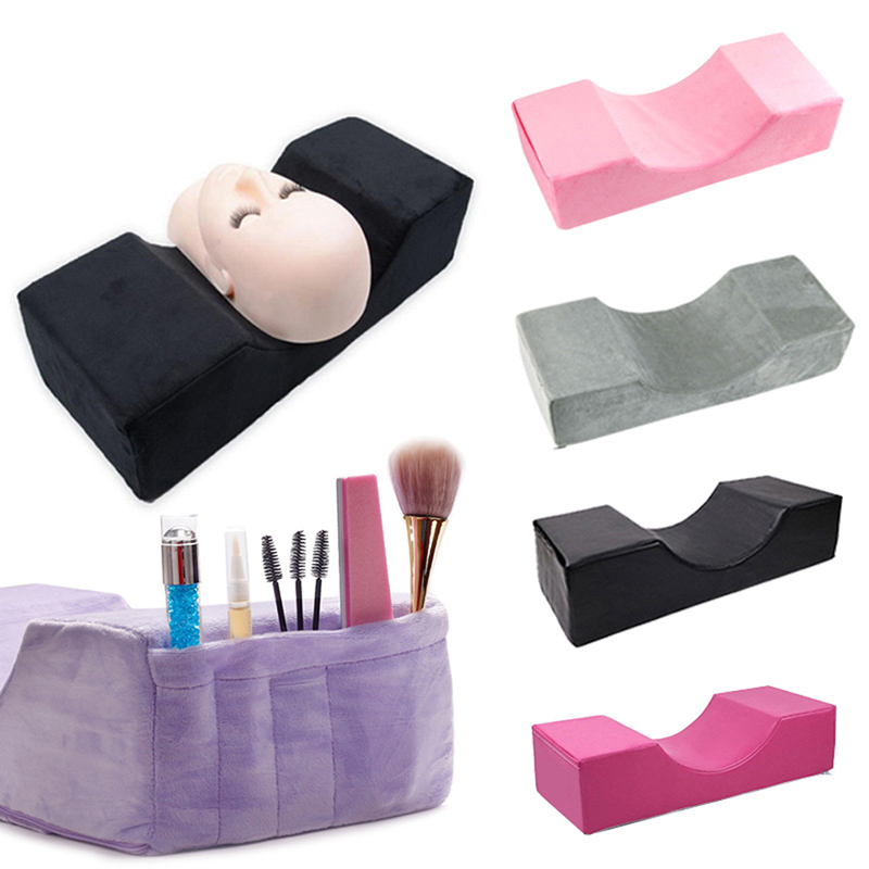 Almohada de espuma viscoelástica para el cuello, cojín suave para Injerto de pestañas, extensión de pestañas con bolsillo, salón de maquillaje