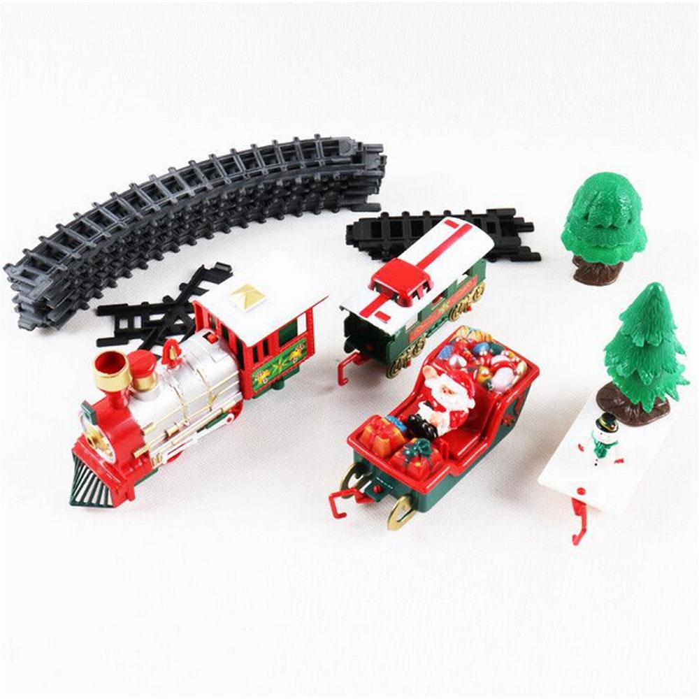 Tren de Navidad eléctrico conjunto con luces y sonidos vías de ferrocarril juego de reproducción bajo el árbol juguetes electrónicos para niños