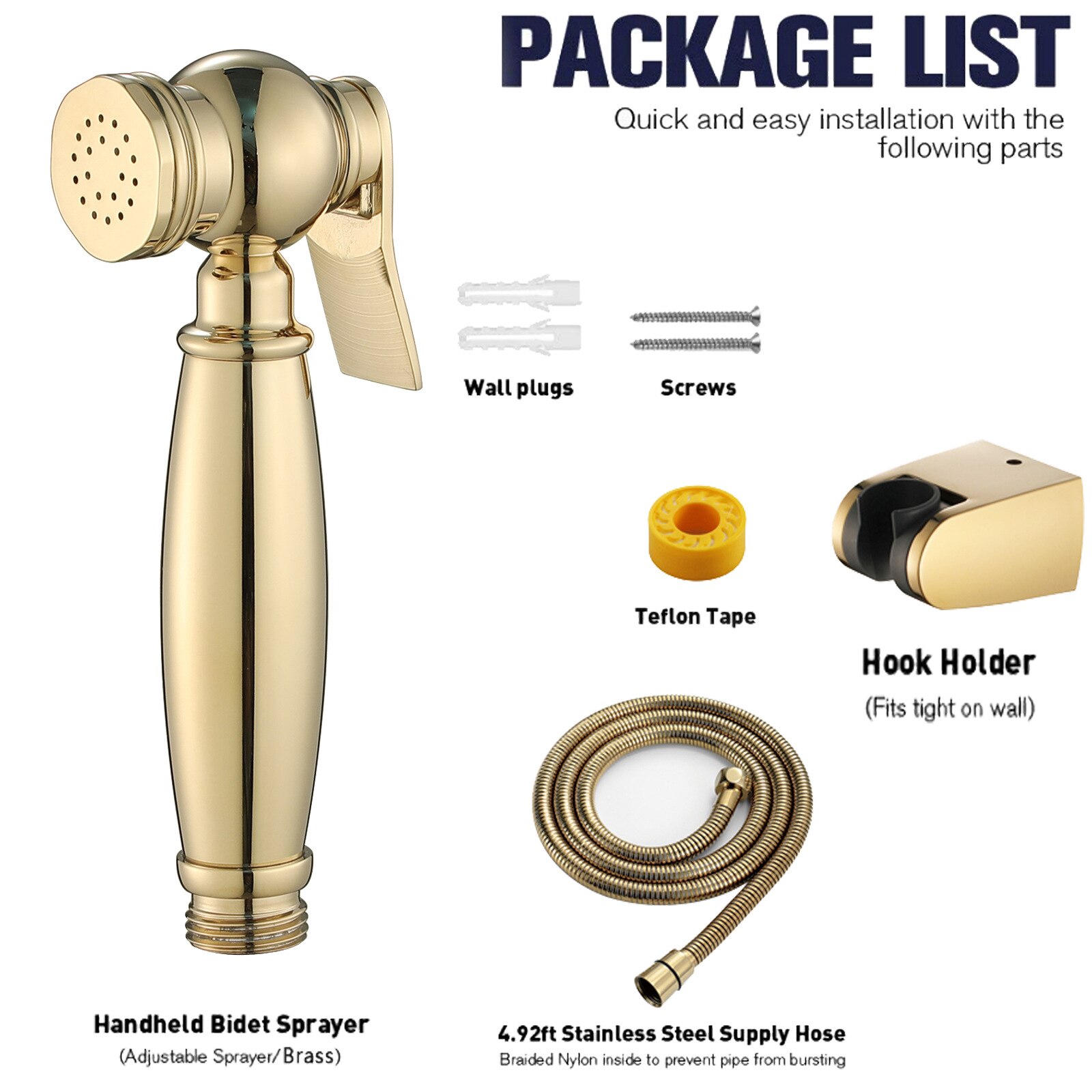 Rose Gold brass Bidet Sprayer hand held toilet bidet spray shattaf set copper bathroom toilet shower head jet set: Gold Set
