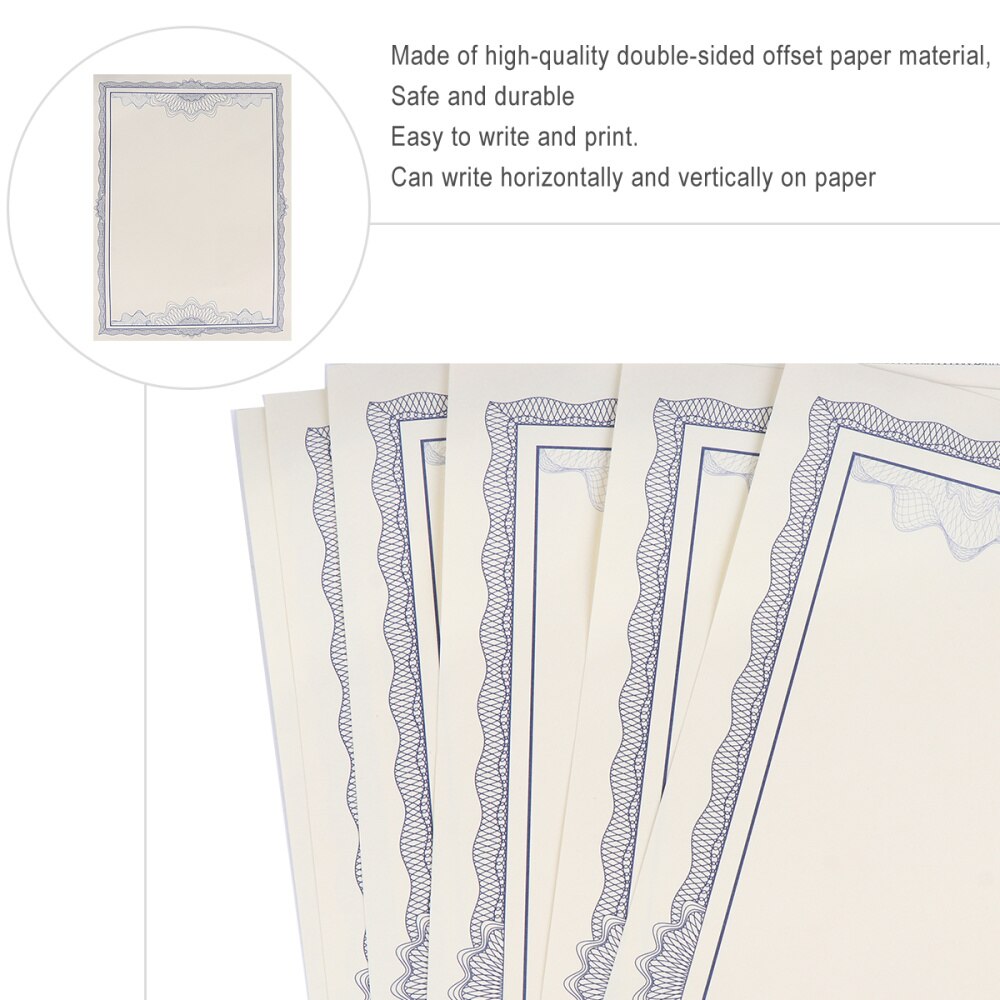 1 Set 5Pcs Certificate Core DIY A4 Inner Page 12K Blue Border Inner Sheet Certificate Paper