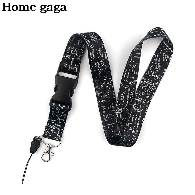 Homegaga-Llavero de fórmula matemáticas para teléfono, correa de cuello Punk de dibujos animados para llaves, tarjeta de identificación, cordones para teléfono móvil D2911