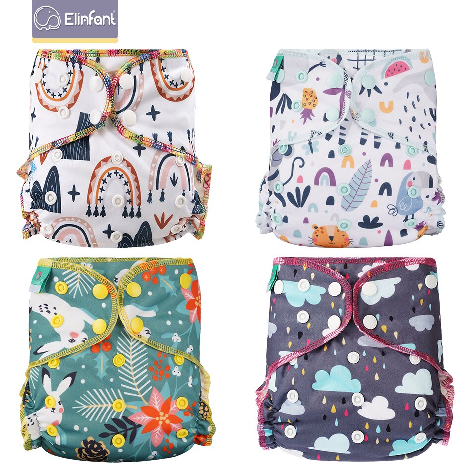 Elinfant Super Soft Baby Hybird A12 Cloth Diaper Waterproof Washable Adjustable Double Strength Suction Fit All 3kg~15kg Baby