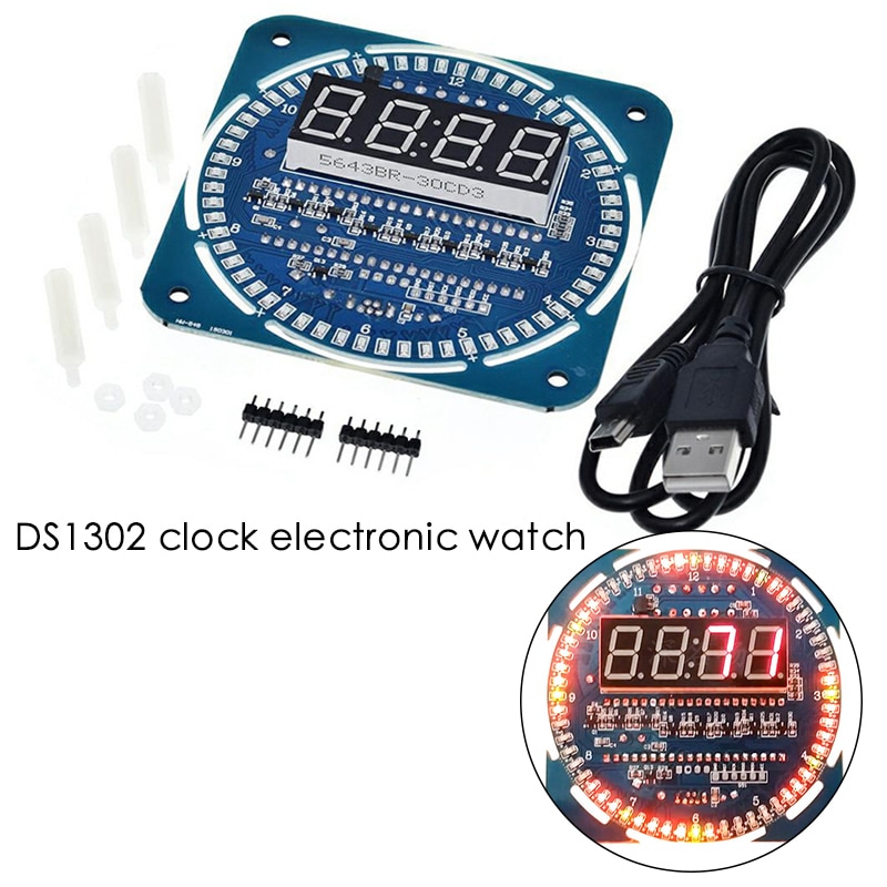 DS1302 Rotating Digital LED Display Module Alarm Electronic Digital Clock LED Temperature Display