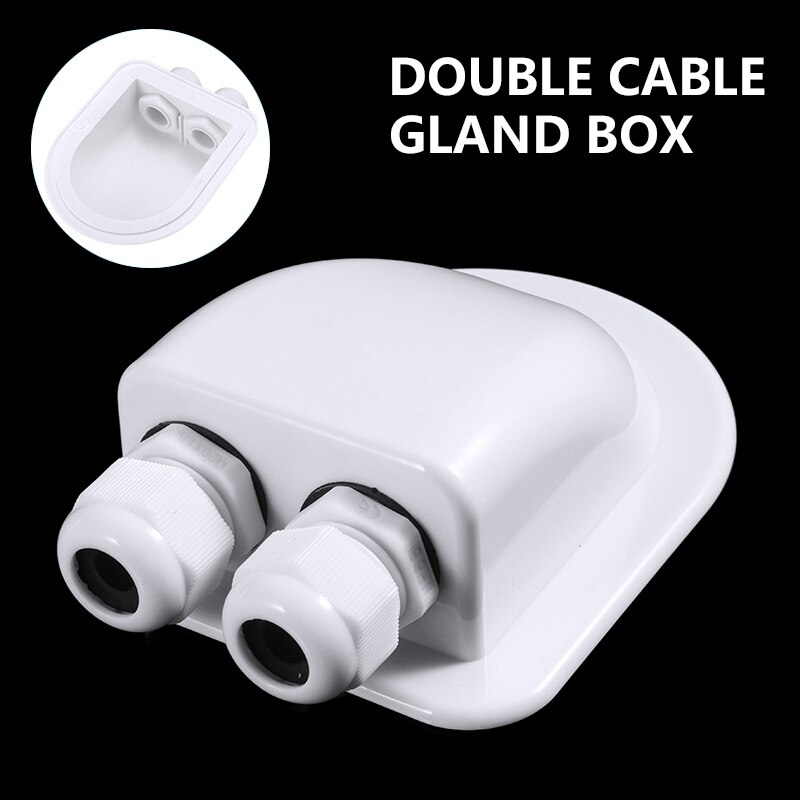 White Double Cable Entry Gland Roof Top Solar Panel Gland Box For RV Boat Accessories Roof Cable Gland Box