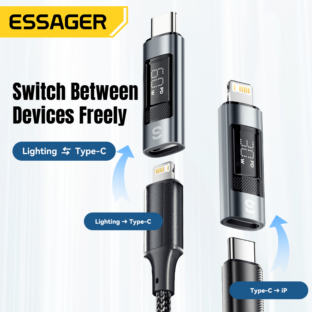 Essager USB C auf Beleuchtungsadapter für iPad 30 W Digitalanzeige OTG-Konverter für iPhone 15 14 13 12 Lightning-zu-Typ-C-Anschluss