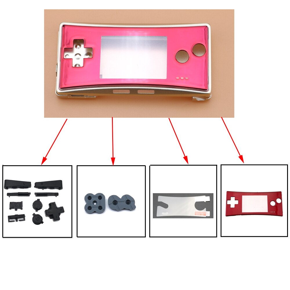 YuXi Metallgehäuse Shell für GameBoy Micro Konsole - Ersatzabdeckung mit leitfähigen Tasten: ALLE 1