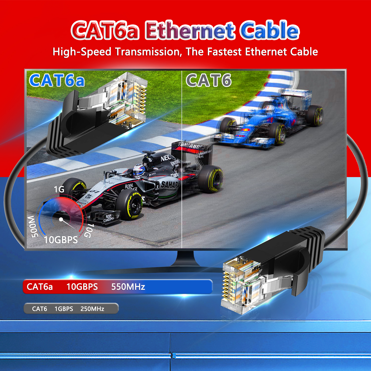 Cat6A Ethernet-kabel 10Gbps Slim Lan-kabel UTP Netwerk Patchkabel Voor PS PC Internet Modem Router Cat 6a Kabel Ethernet
